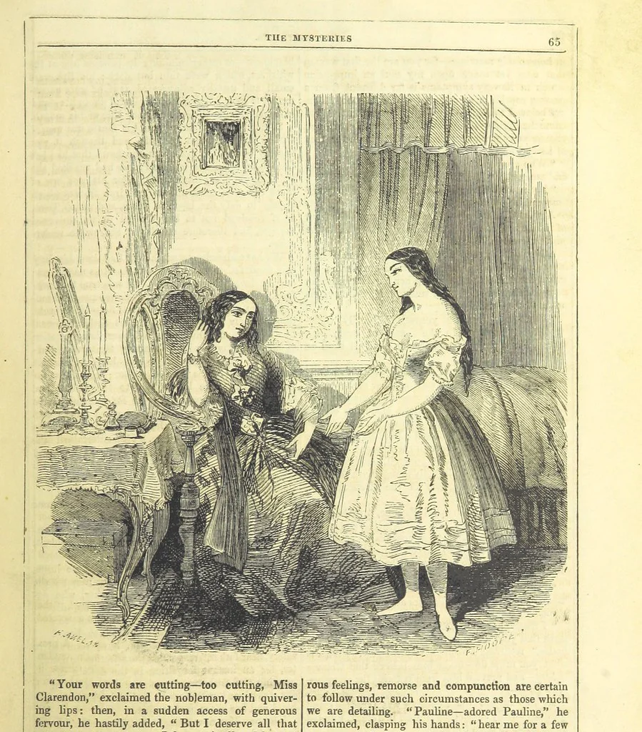 An illustration from The Mysteries of the Court of London, 1850, leaf 79