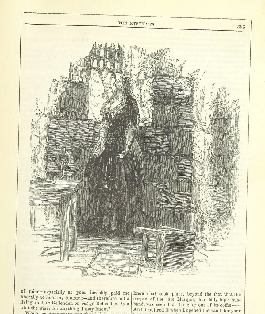 An illustration from The Mysteries of the Court of London, 1850, leaf 831