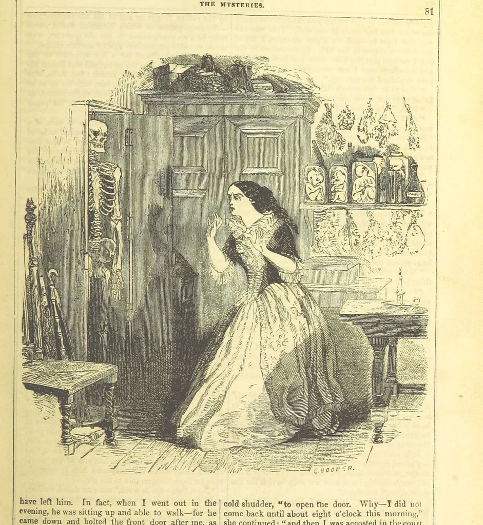 An illustration from The Mysteries of the Court of London, 1850, leaf 95