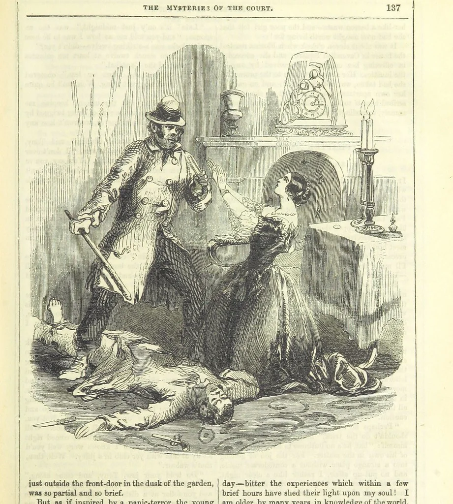 An illustration from The Mysteries of the Court of London, 1850, leaf 151