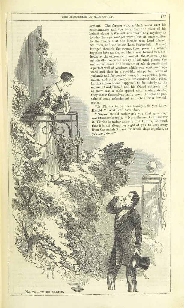 An illustration from The Mysteries of the Court of London, 1850, leaf 191