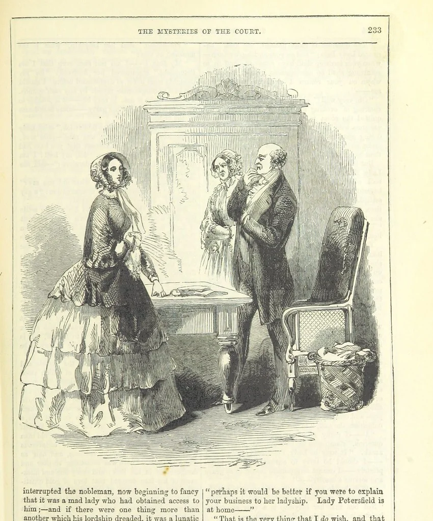 An illustration from The Mysteries of the Court of London, 1850, leaf 247