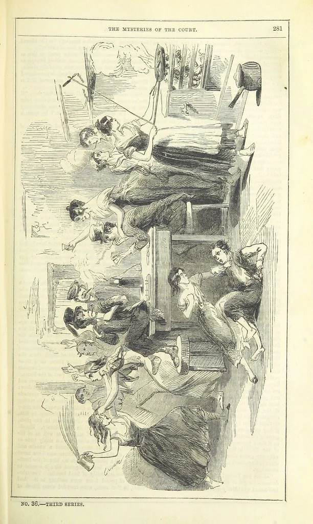 An illustration from The Mysteries of the Court of London, 1850, leaf 295
