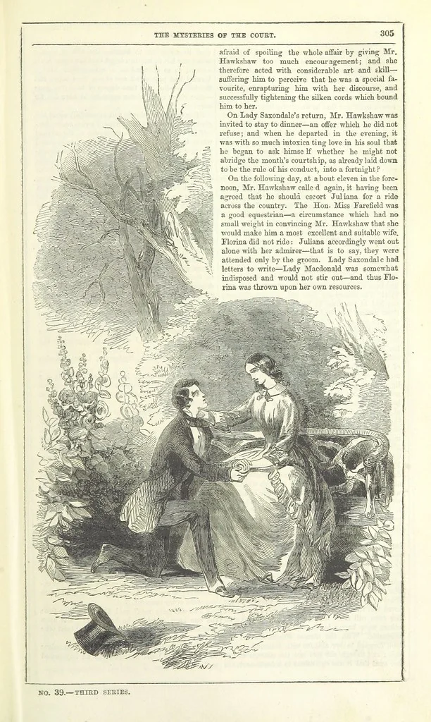 An illustration from The Mysteries of the Court of London, 1850, leaf 319