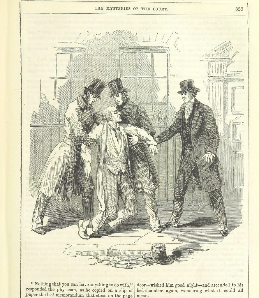 An illustration from The Mysteries of the Court of London, 1850, leaf 343