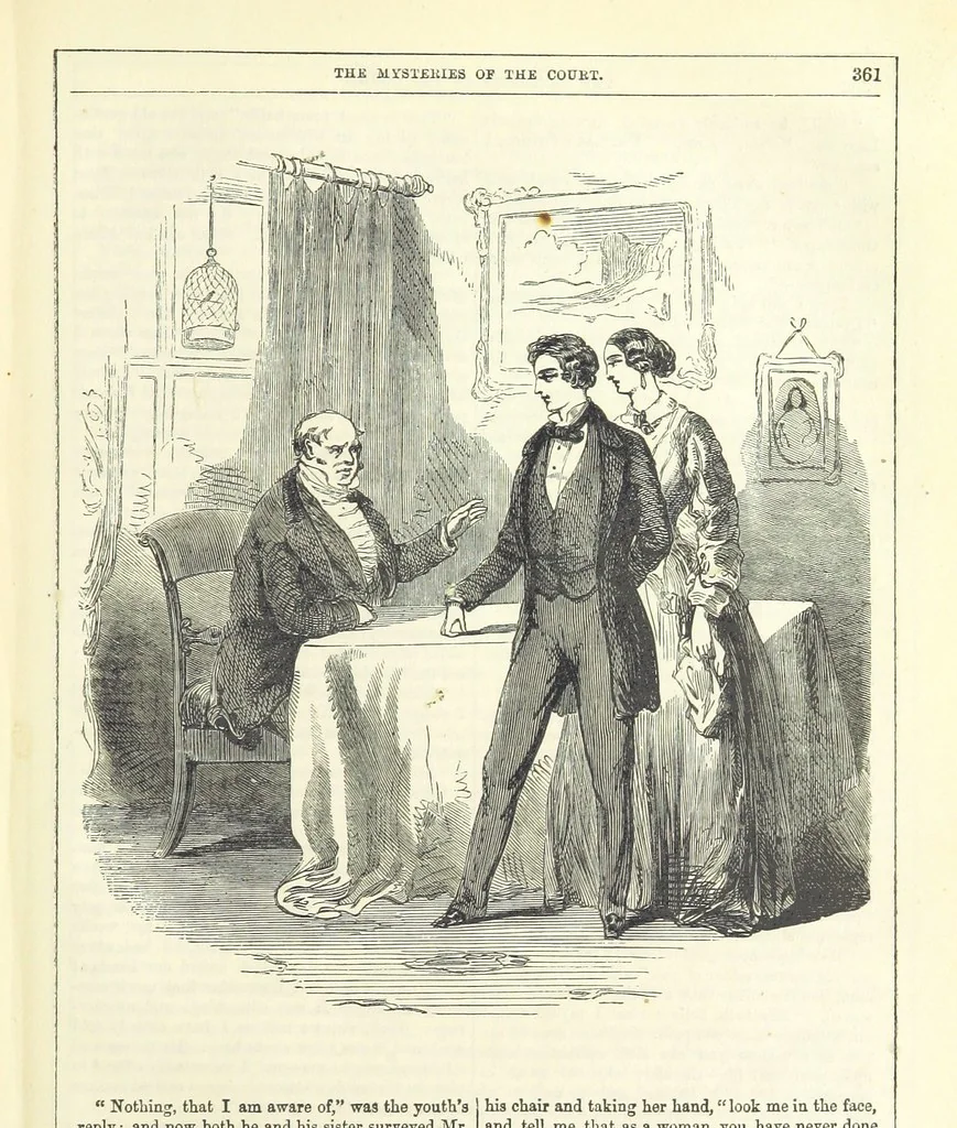 An illustration from The Mysteries of the Court of London, 1850, leaf 375