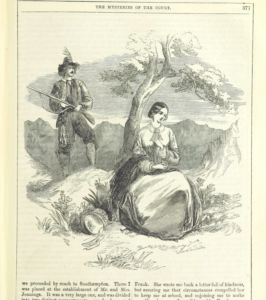 An illustration from The Mysteries of the Court of London, 1850, leaf 391