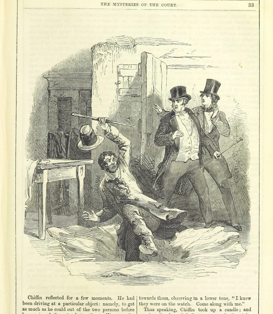 An illustration from The Mysteries of the Court of London, 1850, leaf 471