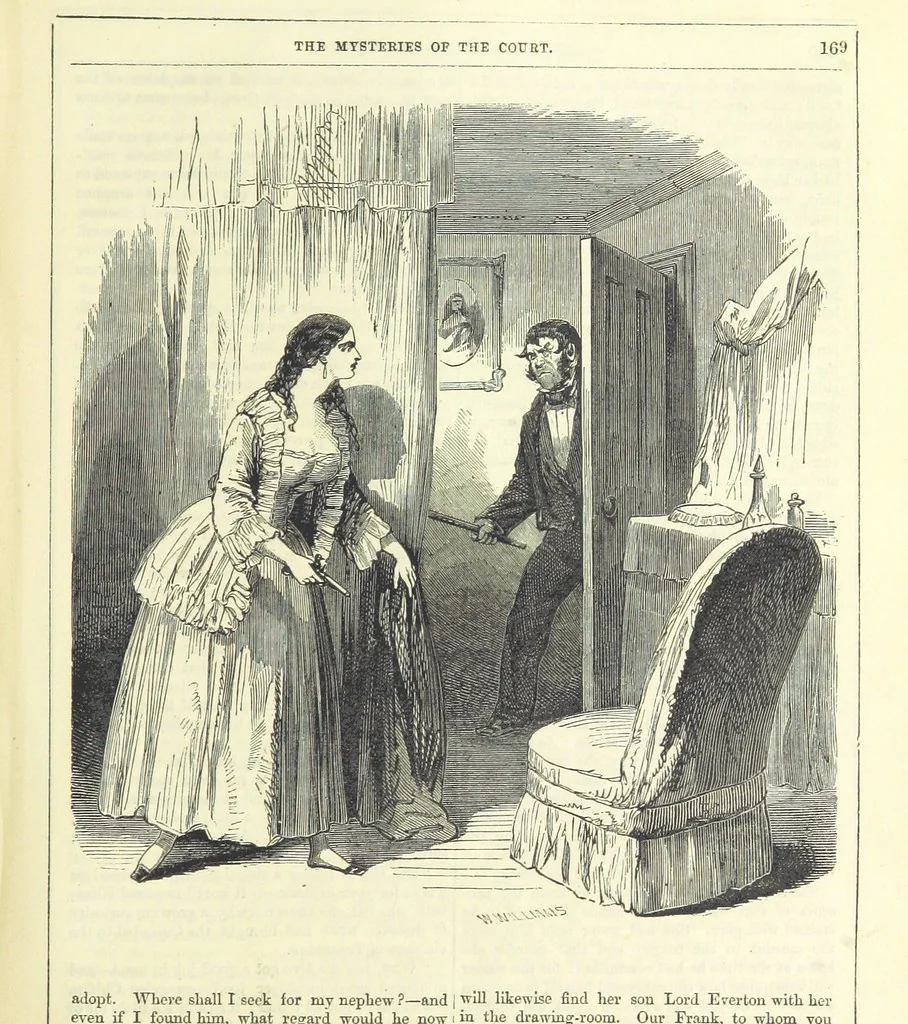 An illustration from The Mysteries of the Court of London, 1850, leaf 607