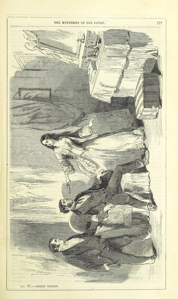 An illustration from The Mysteries of the Court of London, 1850, leaf 615