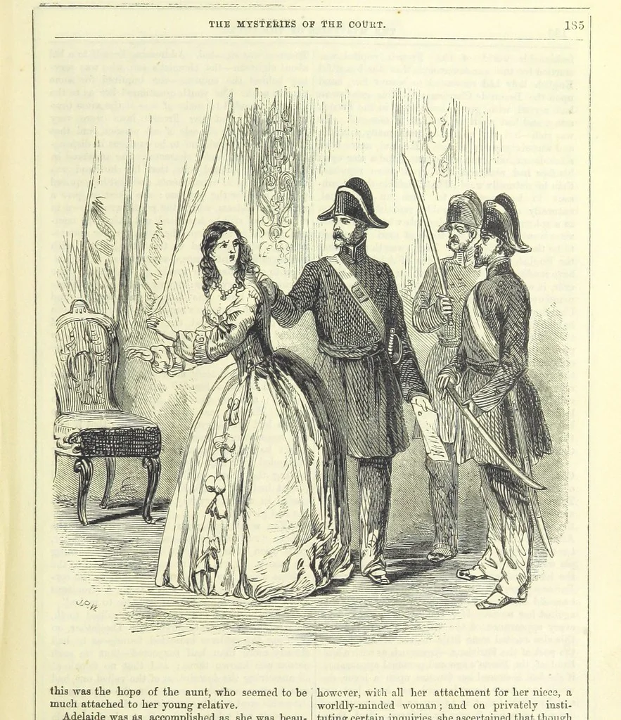 An illustration from The Mysteries of the Court of London, 1850, leaf 623