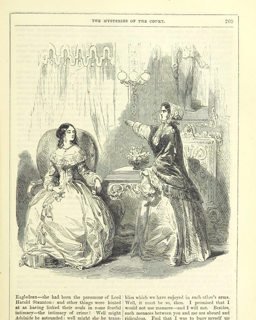 An illustration from The Mysteries of the Court of London, 1850, leaf 647