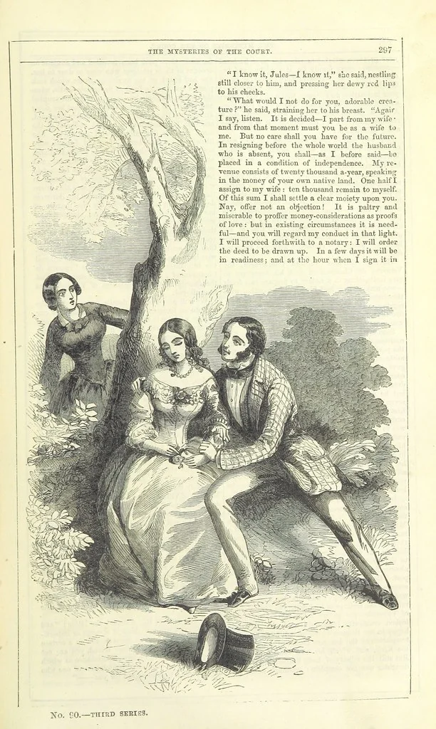 An illustration from The Mysteries of the Court of London, 1850, leaf 735