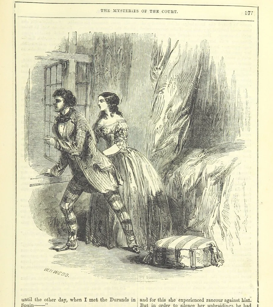 An illustration from The Mysteries of the Court of London, 1850, leaf 815