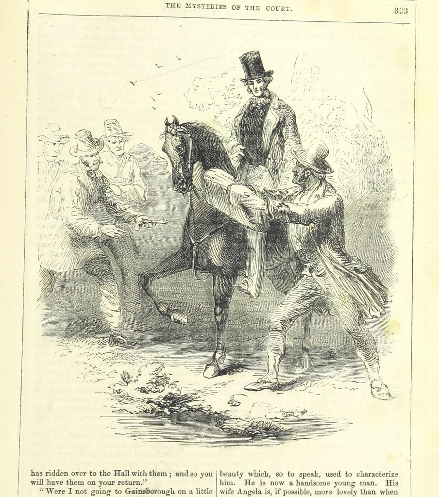 An illustration from The Mysteries of the Court of London, 1850, leaf 831