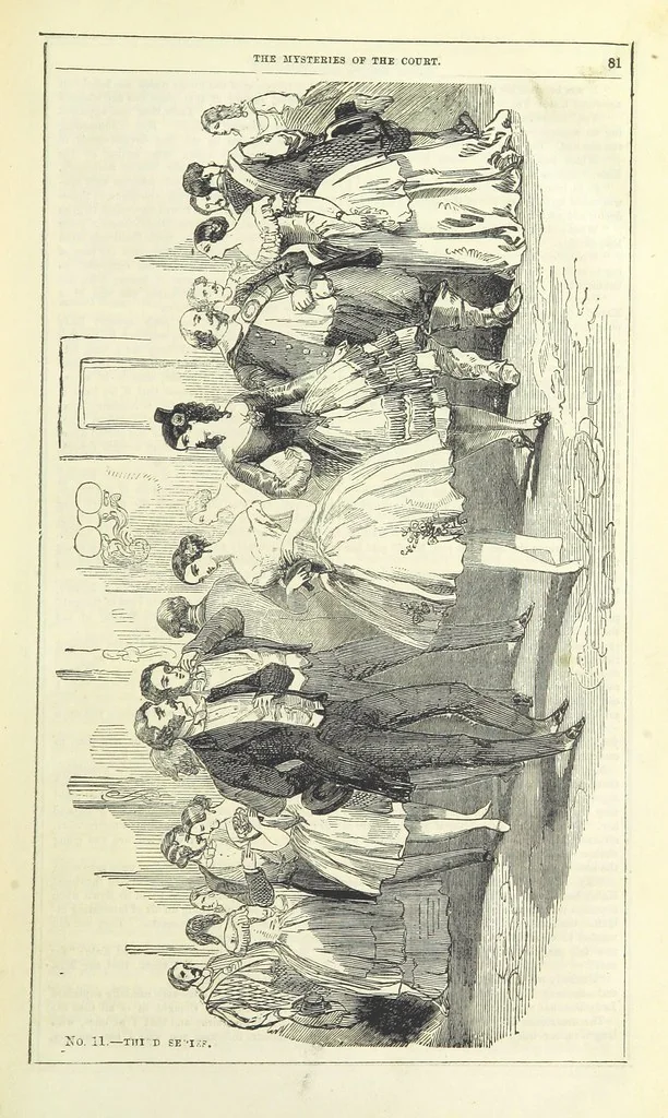An illustration from The Mysteries of the Court of London, 1850, leaf 95
