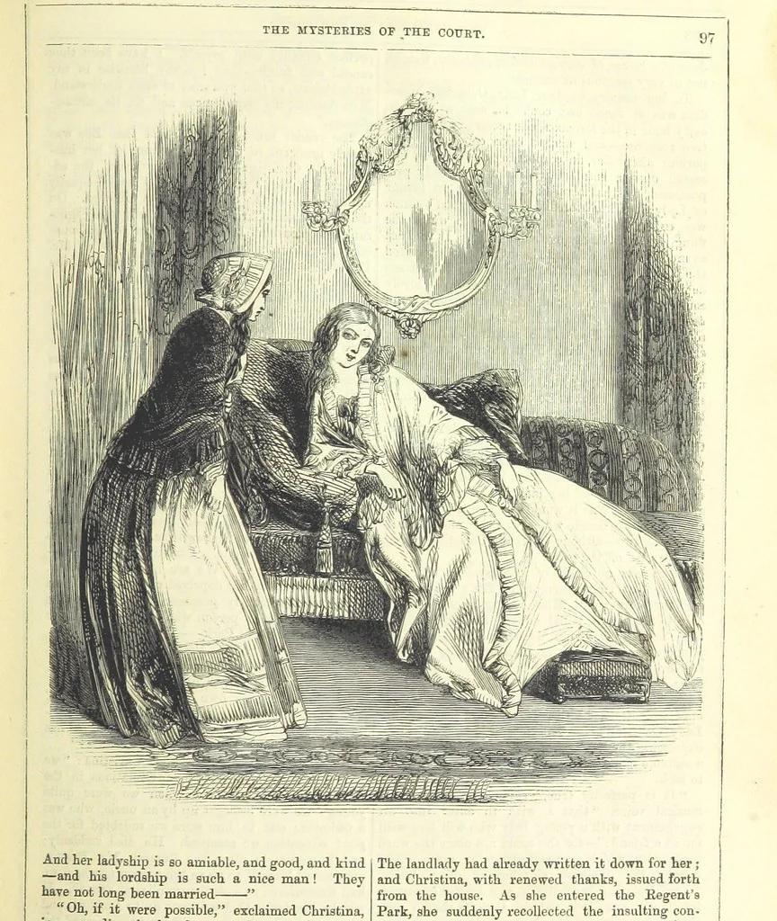 An illustration from The Mysteries of the Court of London, 1850, leaf 111