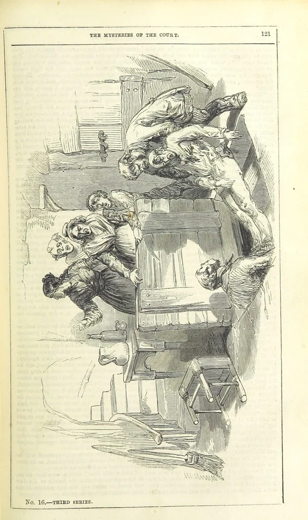 An illustration from The Mysteries of the Court of London, 1850, leaf 135