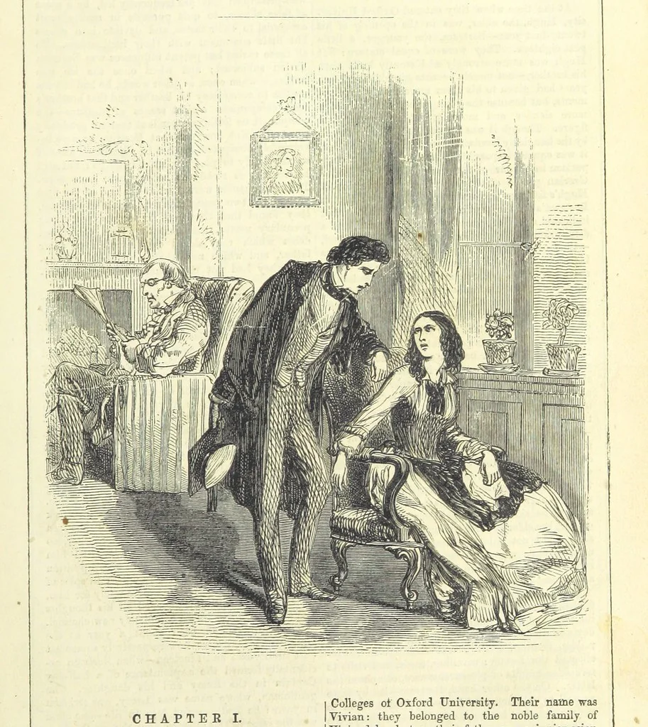 An illustration from The Mysteries of the Court of London, 1850, leaf 15