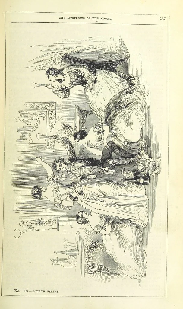 An illustration from The Mysteries of the Court of London, 1850, leaf 151