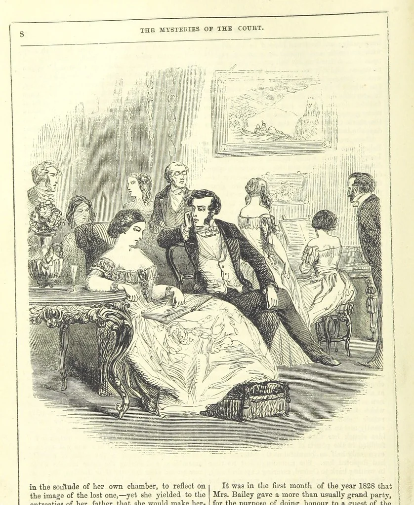 An illustration from The Mysteries of the Court of London, 1850, leaf 22