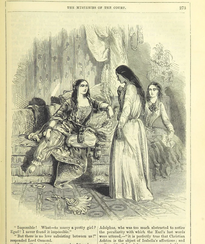 An illustration from The Mysteries of the Court of London, 1850, leaf 287