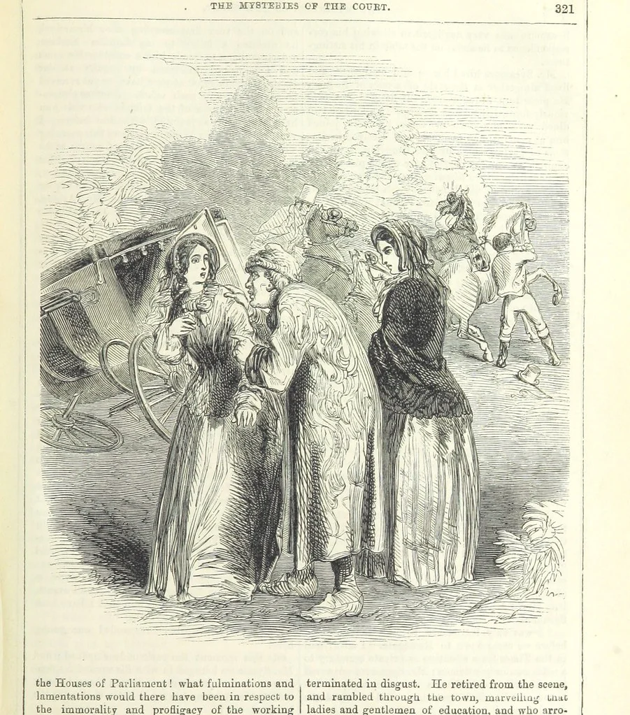 An illustration from The Mysteries of the Court of London, 1850, leaf 335