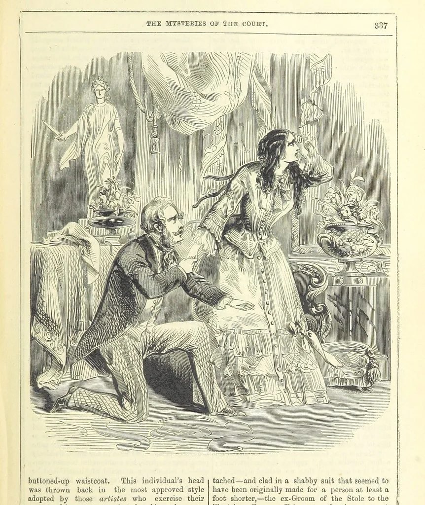 An illustration from The Mysteries of the Court of London, 1850, leaf 351