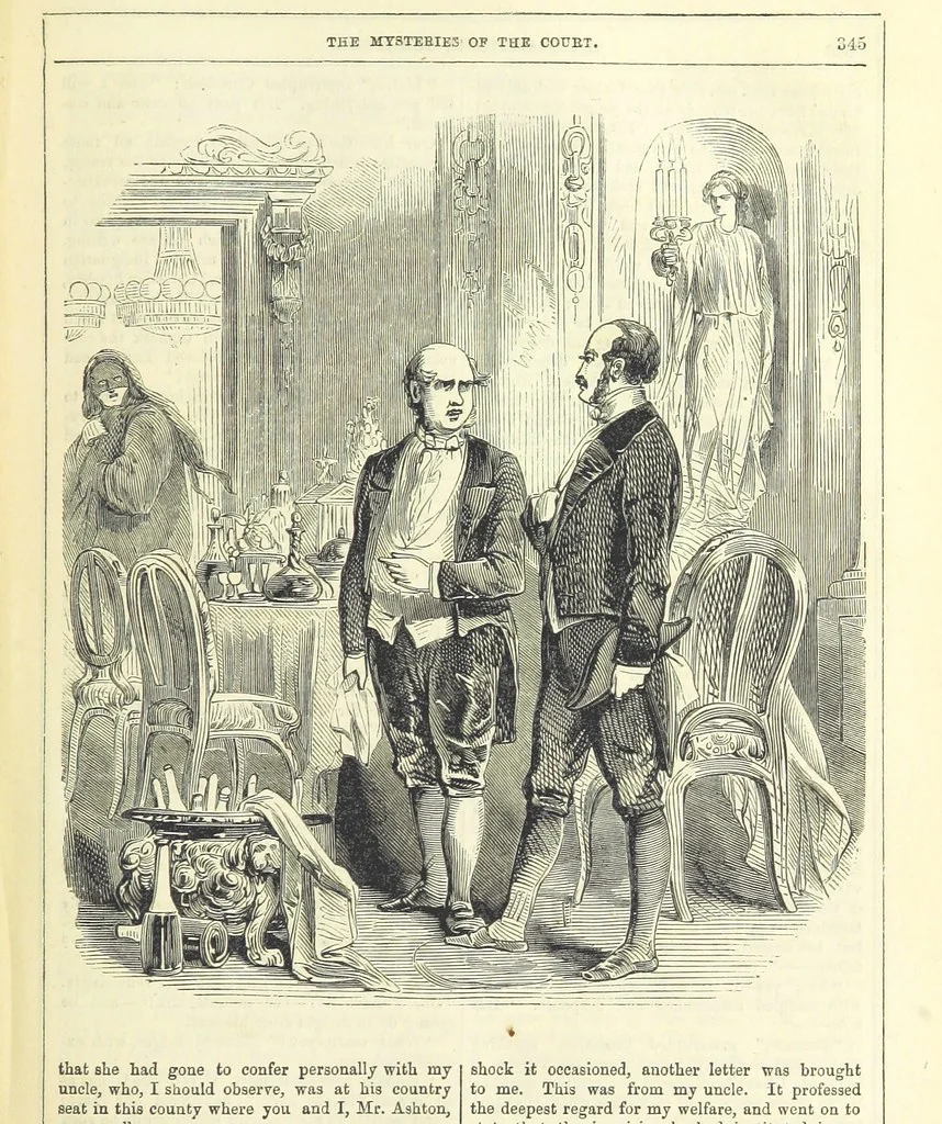 An illustration from The Mysteries of the Court of London, 1850, leaf 359