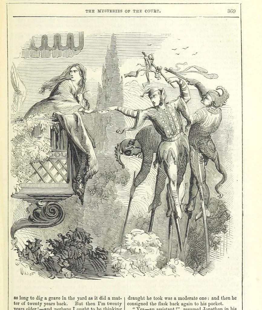 An illustration from The Mysteries of the Court of London, 1850, leaf 383
