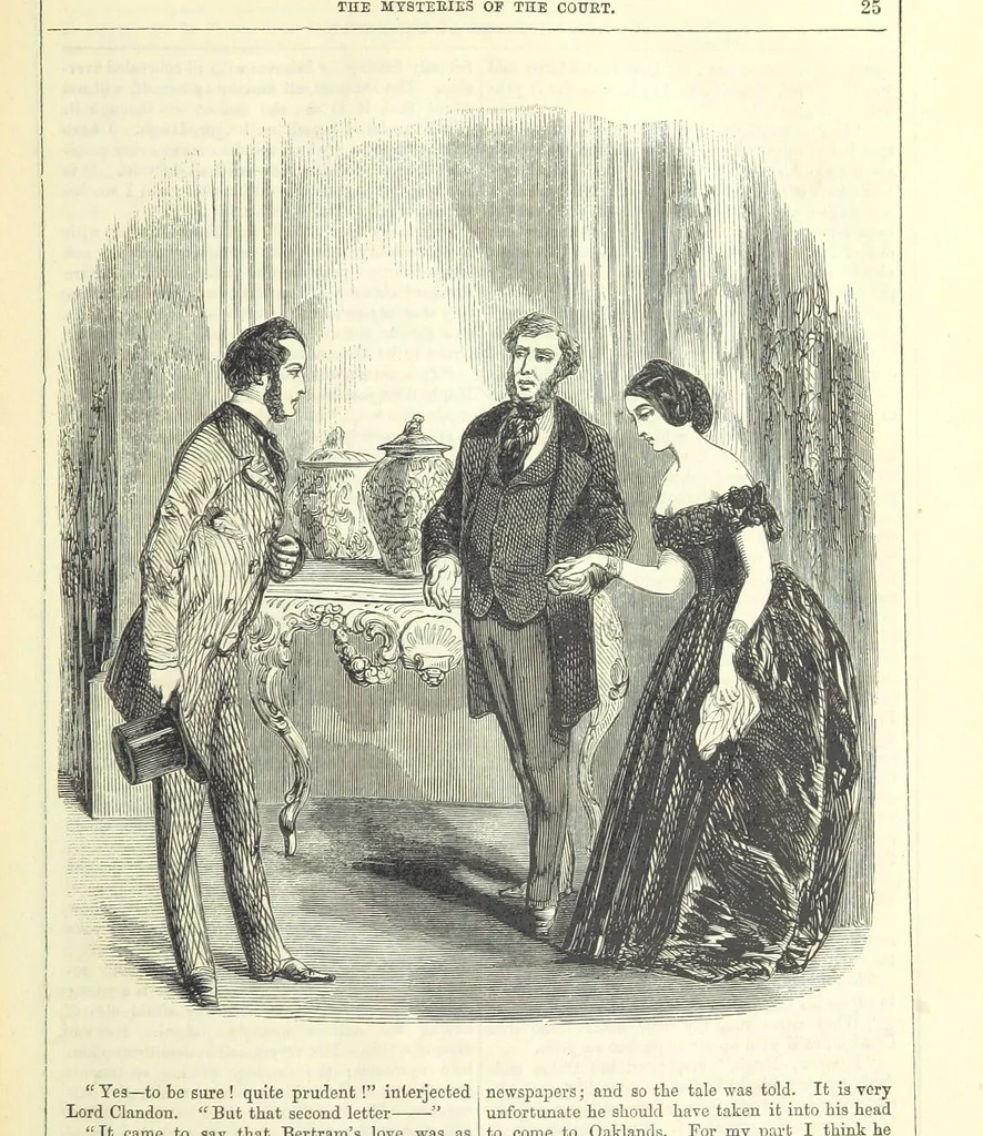 An illustration from The Mysteries of the Court of London, 1850, leaf 39