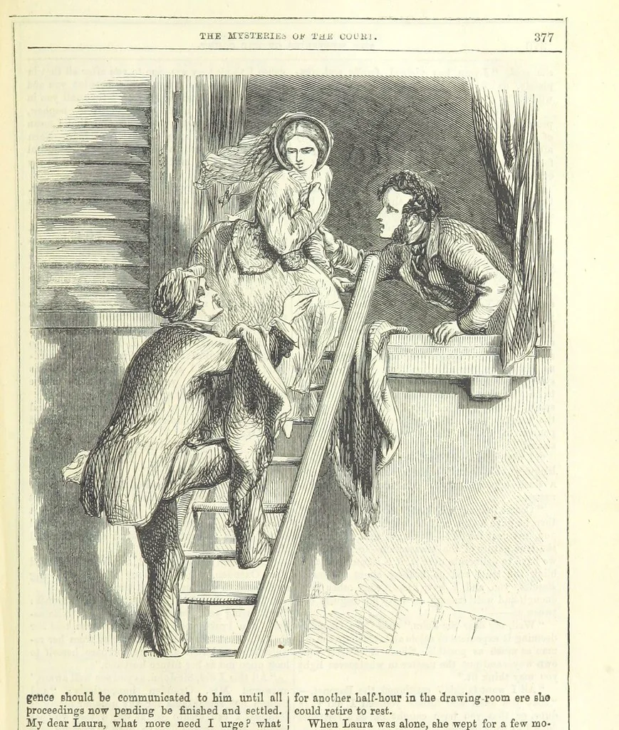 An illustration from The Mysteries of the Court of London, 1850, leaf 391