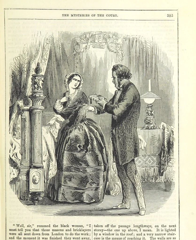 An illustration from The Mysteries of the Court of London, 1850, leaf 407