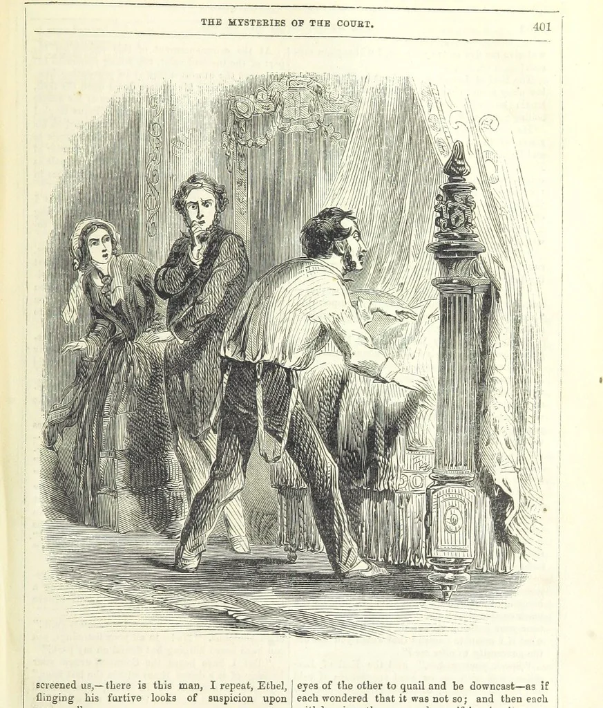 An illustration from The Mysteries of the Court of London, 1850, leaf 415