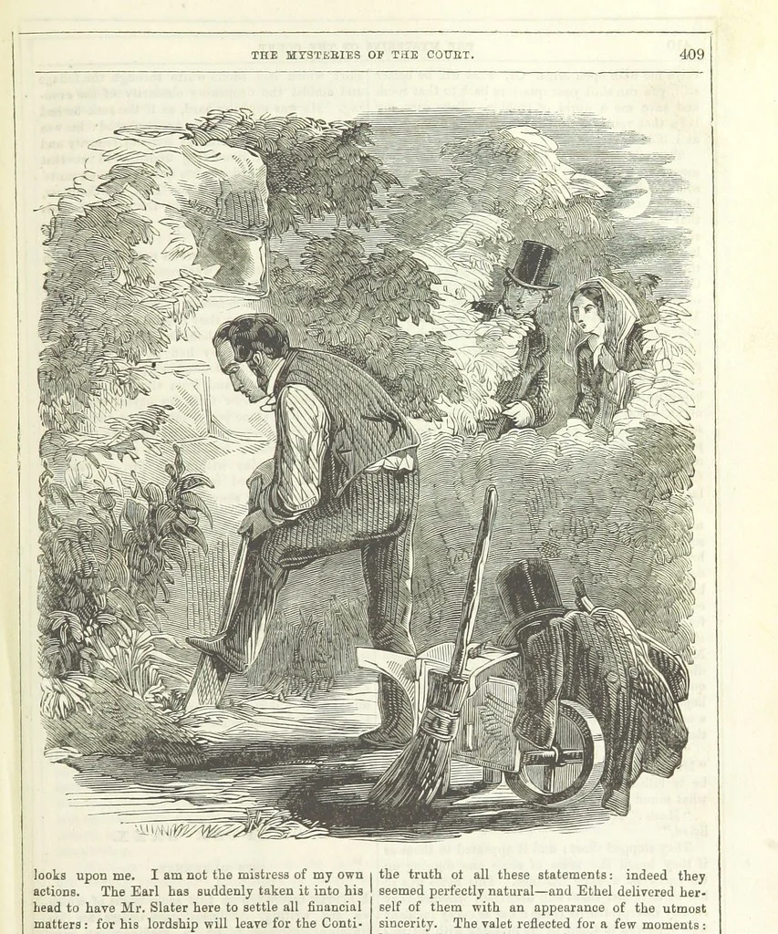 An illustration from The Mysteries of the Court of London, 1850, leaf 423