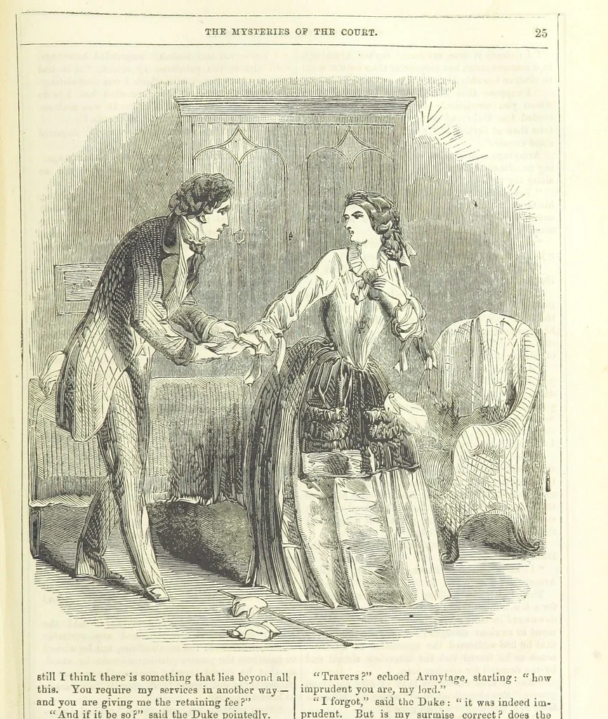 An illustration from The Mysteries of the Court of London, 1850, leaf 463