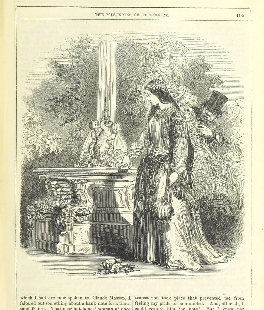 An illustration from The Mysteries of the Court of London, 1850, leaf 543