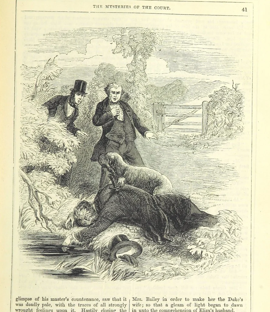 An illustration from The Mysteries of the Court of London, 1850, leaf 55