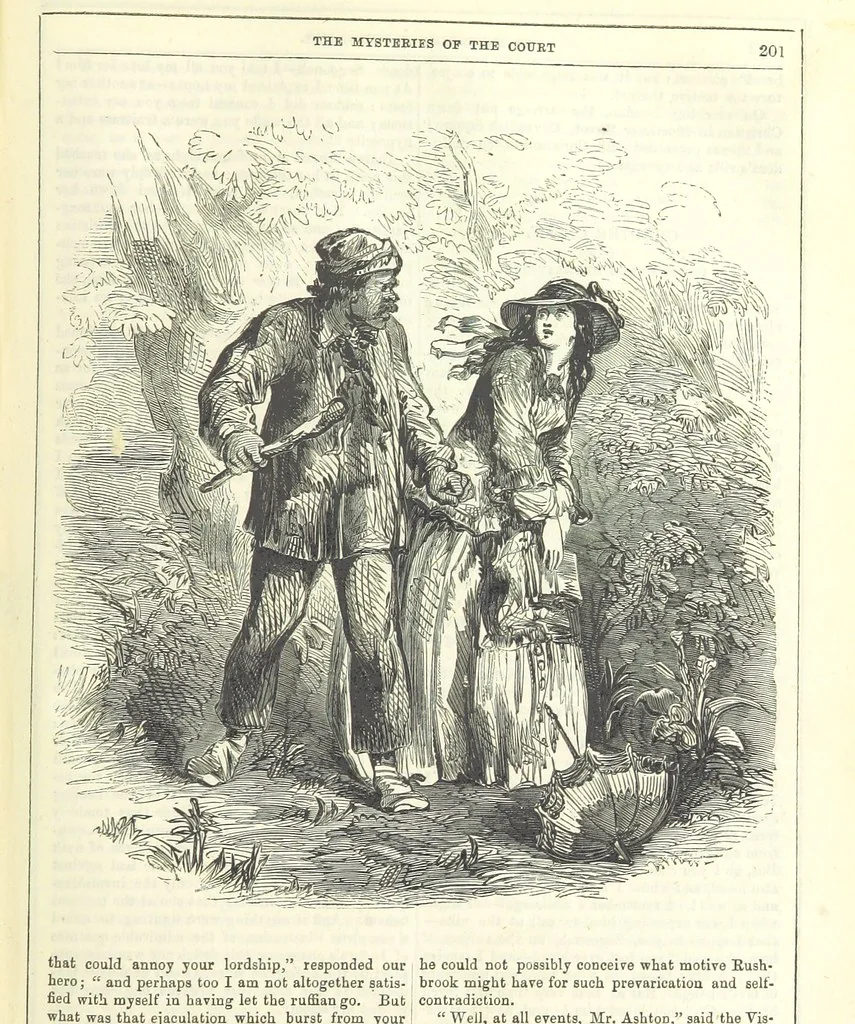 An illustration from The Mysteries of the Court of London, 1850, leaf 639
