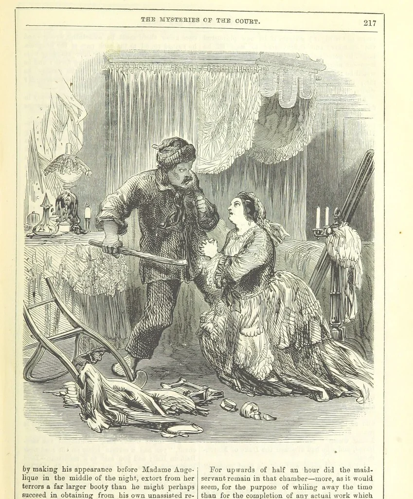 An illustration from The Mysteries of the Court of London, 1850, leaf 655
