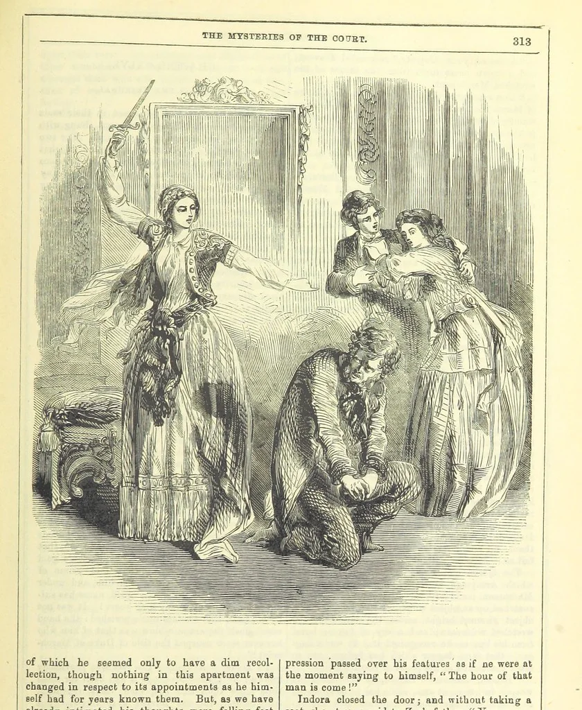An illustration from The Mysteries of the Court of London, 1850, leaf 751