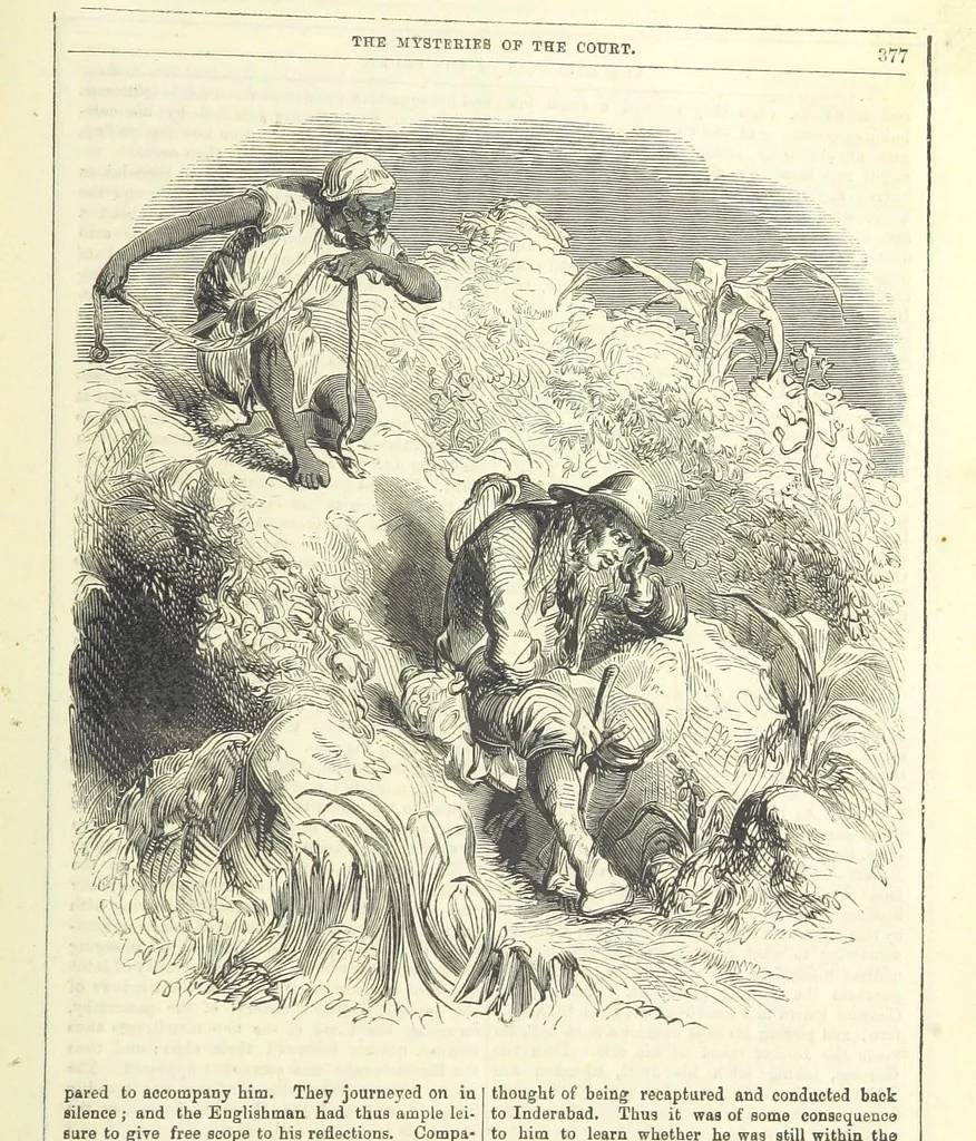 An illustration from The Mysteries of the Court of London, 1850, leaf 815