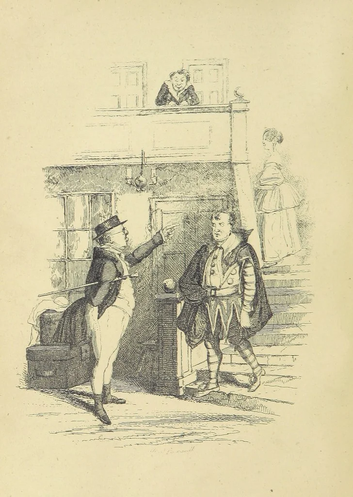 An illustration from Pickwick abroad; or, the Tour in France ... Illustrated with forty steel engravings by Crowquill, and thirty-three wood cuts, 1864, leaf 222