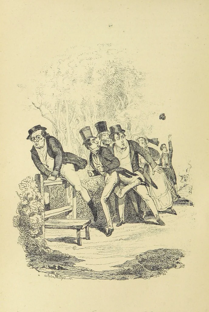 An illustration from Pickwick abroad; or, the Tour in France ... Illustrated with forty steel engravings by Crowquill, and thirty-three wood cuts, 1864, leaf 316