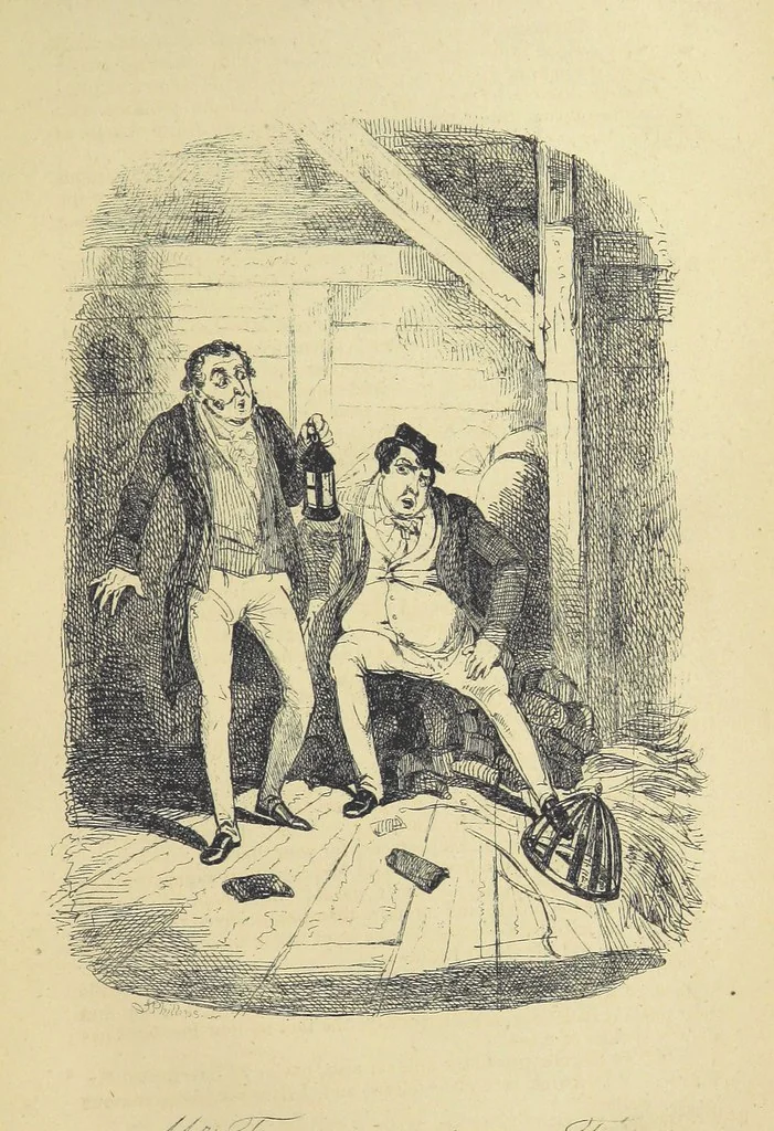 An illustration from Pickwick abroad; or, the Tour in France ... Illustrated with forty steel engravings by Crowquill, and thirty-three wood cuts, 1864, leaf 371