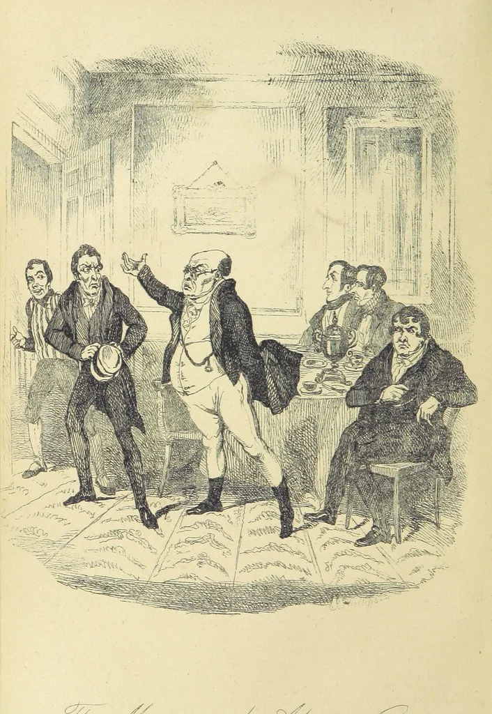 An illustration from Pickwick abroad; or, the Tour in France ... Illustrated with forty steel engravings by Crowquill, and thirty-three wood cuts, 1864, leaf 420
