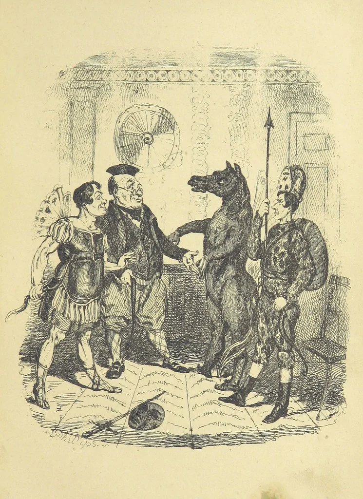 An illustration from Pickwick abroad; or, the Tour in France ... Illustrated with forty steel engravings by Crowquill, and thirty-three wood cuts, 1864, leaf 467