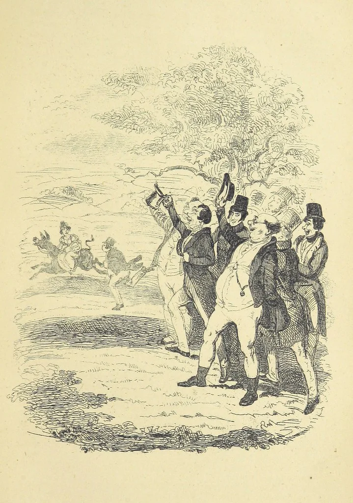 An illustration from Pickwick abroad; or, the Tour in France ... Illustrated with forty steel engravings by Crowquill, and thirty-three wood cuts, 1864, leaf 565