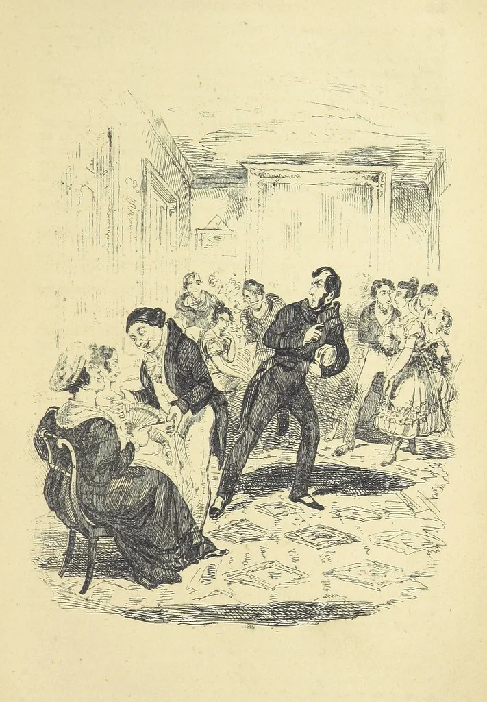 An illustration from Pickwick abroad; or, the Tour in France ... Illustrated with forty steel engravings by Crowquill, and thirty-three wood cuts, 1864, leaf 581