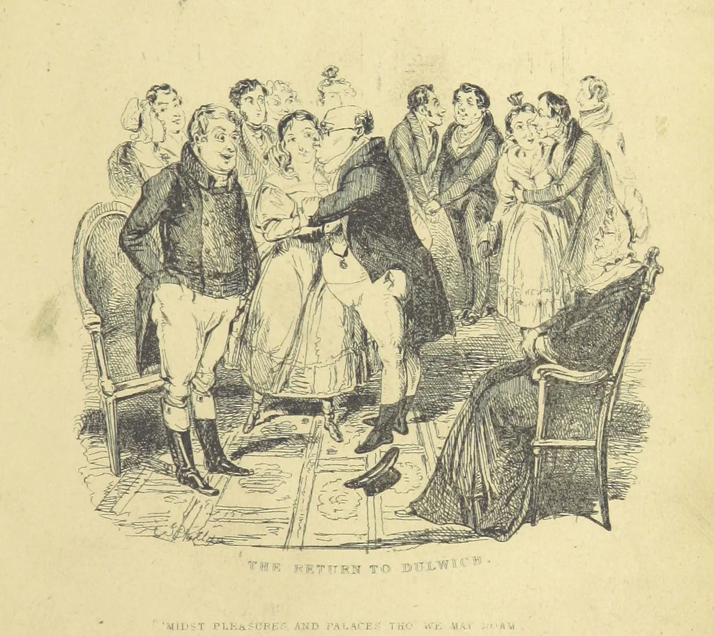 An illustration from Pickwick abroad; or, the Tour in France ... Illustrated with forty steel engravings by Crowquill, and thirty-three wood cuts, 1864, leaf 7